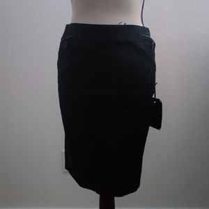 🆕 Bebe Black Glamour cotton-viscose blend Satin pencil work Skirt w/ pockets_4
